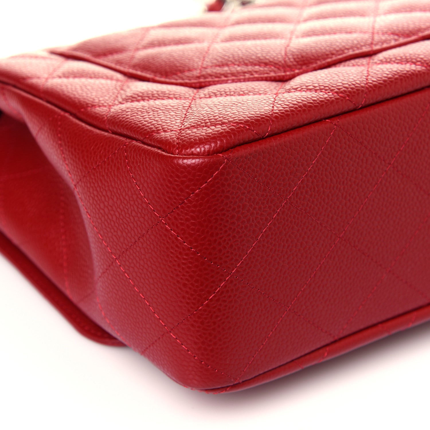 Chanel Caviar Quilted Jumbo Single Flap Red 10 of 13
