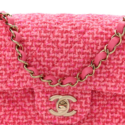 Chanel Wool Tweed Quilted Mini Rectangular Flap Dark Pink Fuchsia 8 of 11