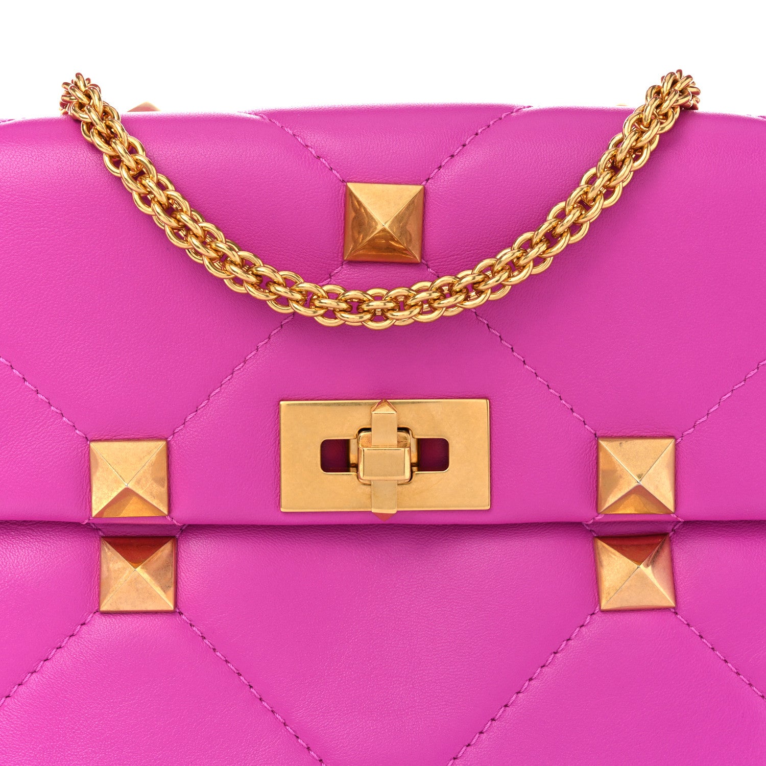 Valentino Garavani Nappa Large Roman Stud Shoulder Bag Radiant Orchid 7 of 9
