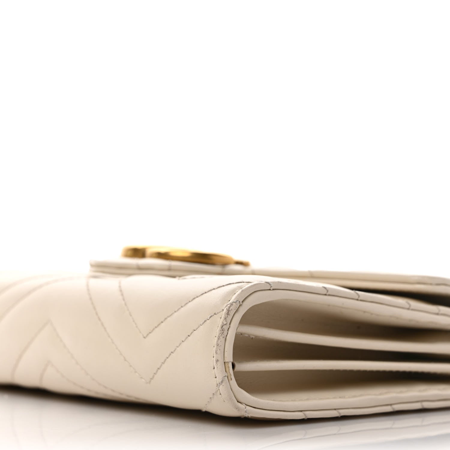 Gucci Calfskin Matelasse GG Marmont Chain Wallet Mystic White 8 of 9