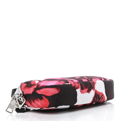 Prada Tessuto Soft Nylon Small Roses Print Convertible Crossbody Wristlet Pink 4 of 11