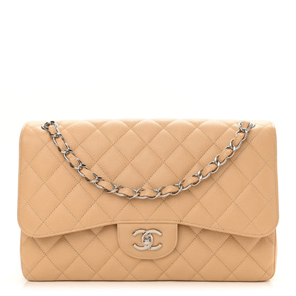 Chanel Caviar Quilted Jumbo Double Flap Light Beige 1 of 10