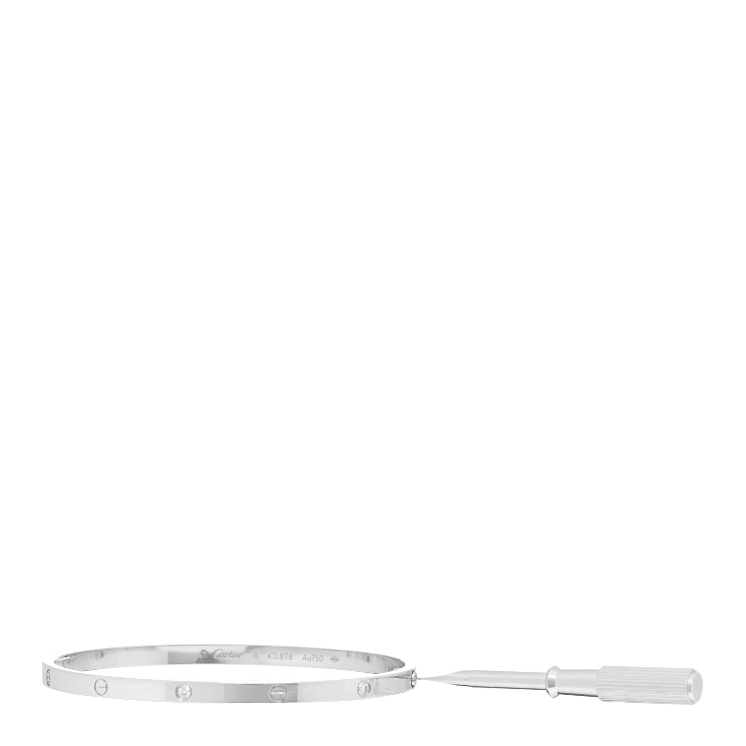 Cartier 18K White Gold 6 Diamond Small LOVE Bracelet 18 4 of 5
