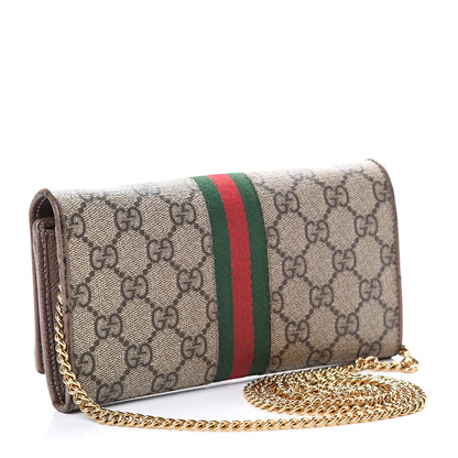 Gucci GG Supreme Monogram Web Ophidia Wallet On Chain Brown 2 of 15