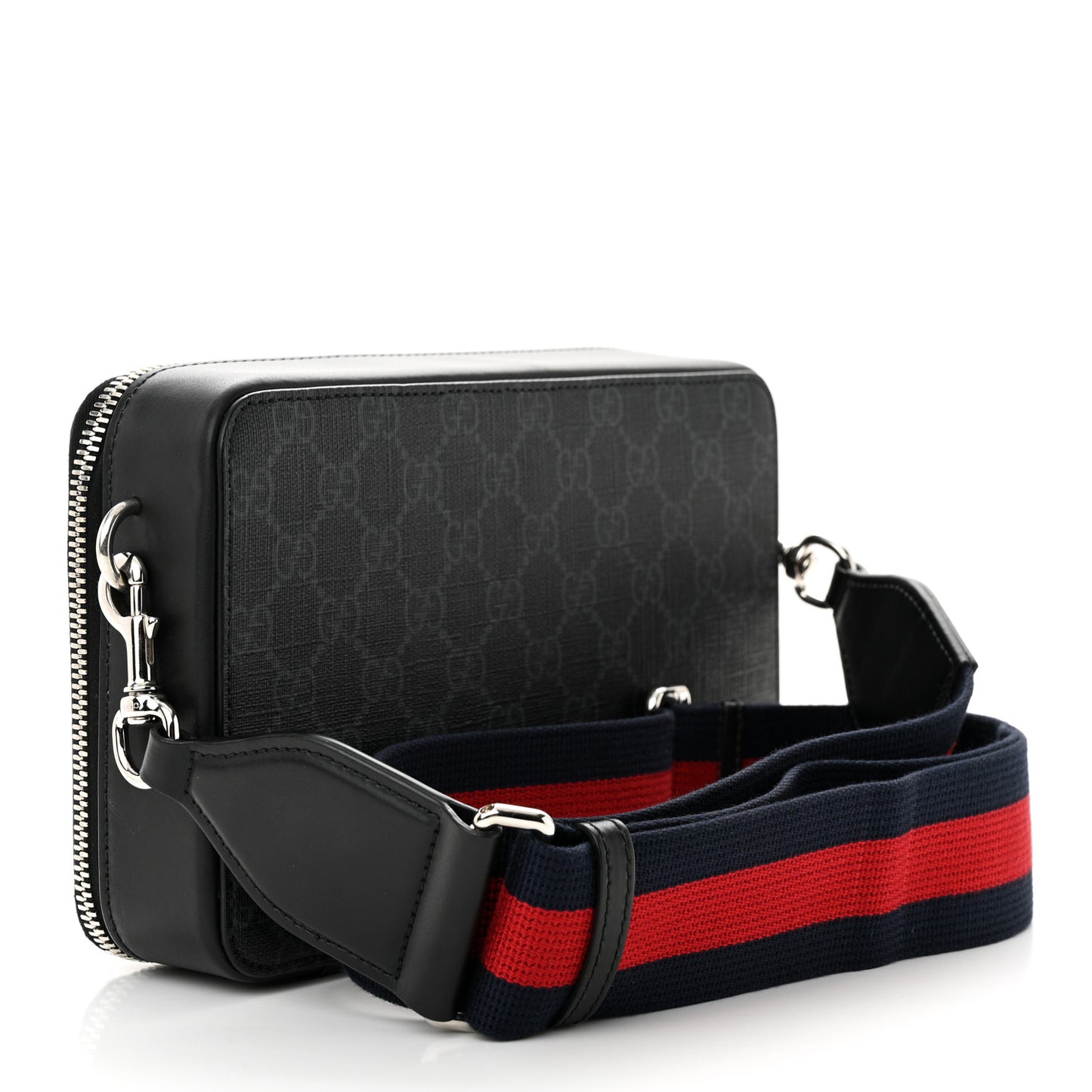 GG Supreme Monogram Web Mini Shoulder Bag Black Grey