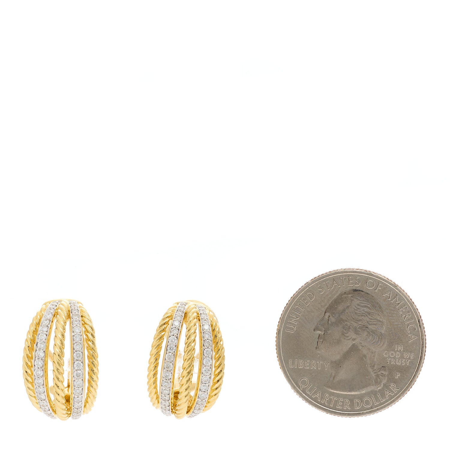 David Yurman 18K Yellow Gold Diamond Lantana Cable Earrings 2 of 4