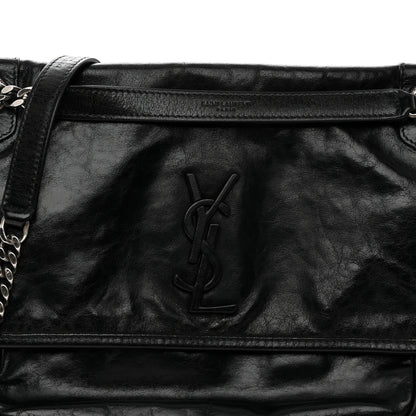 Saint Laurent Crinkled Calfskin Monogram Medium Niki Chain Satchel Black 8 of 11