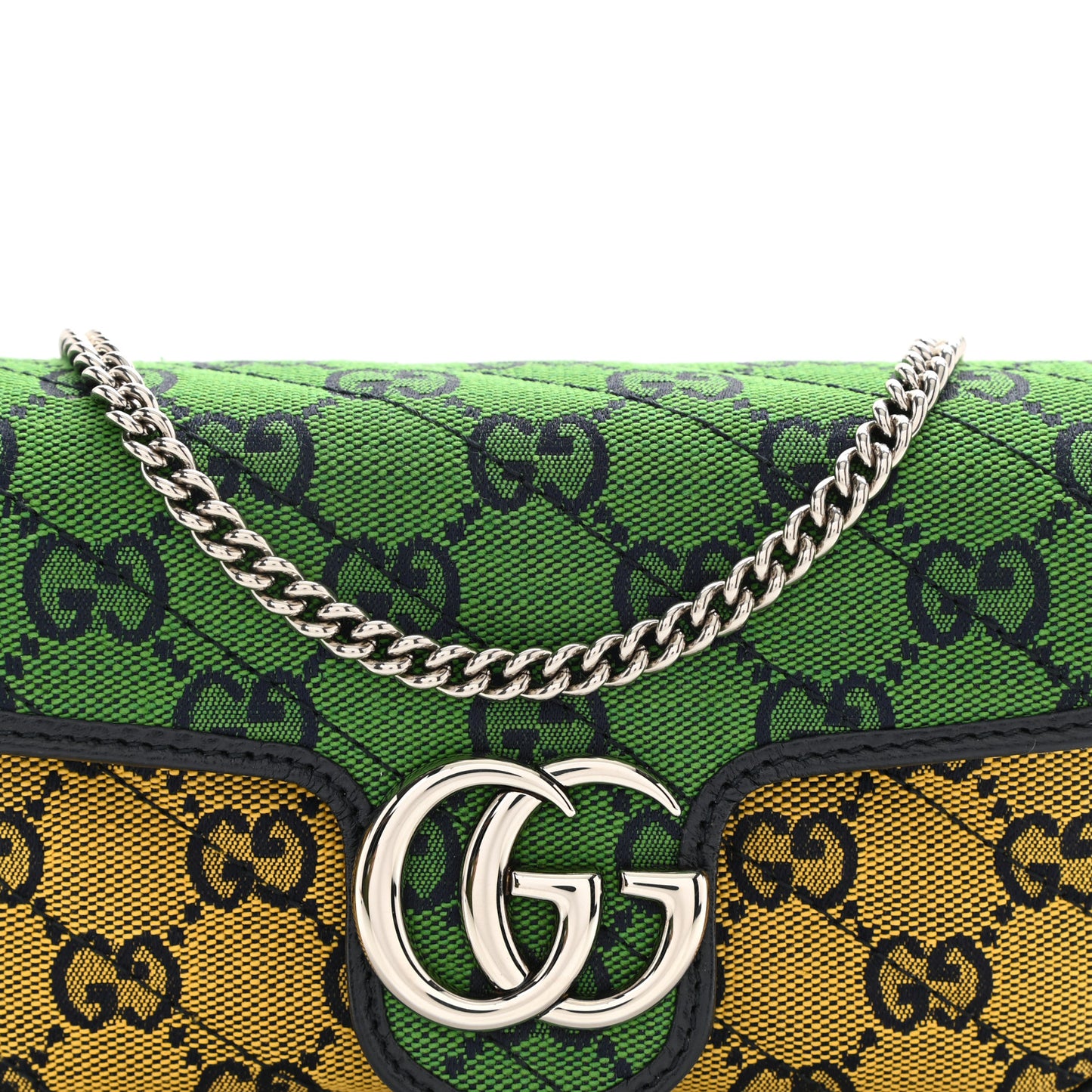 Monogram Multicolor Matelasse Diagonal Super Mini GG Marmont Shoulder Bag Green Blue Yellow Light Blue Pink