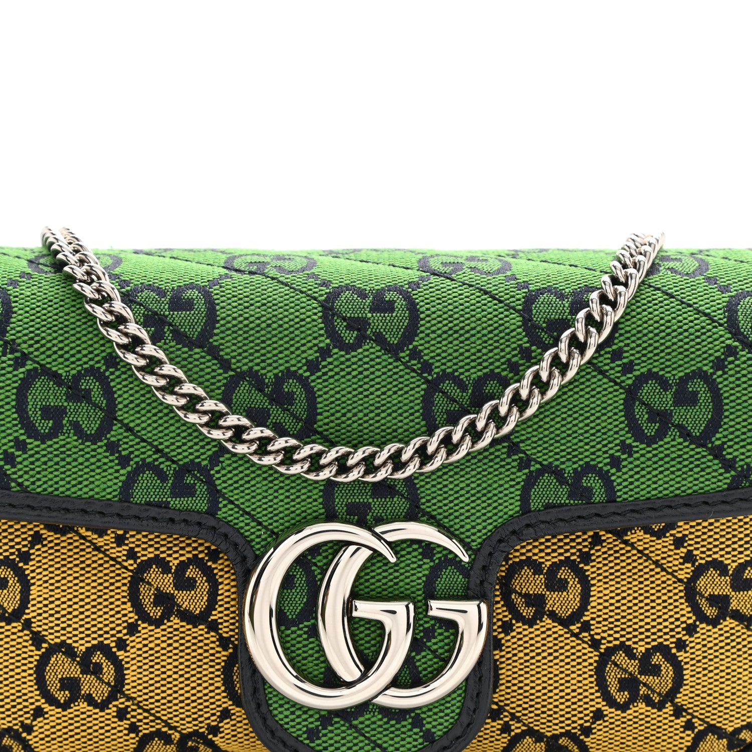 Gucci Monogram Multicolor Matelasse Diagonal Super Mini GG Marmont Shoulder Bag Green Blue Yellow Light Blue Pink 8 of 9