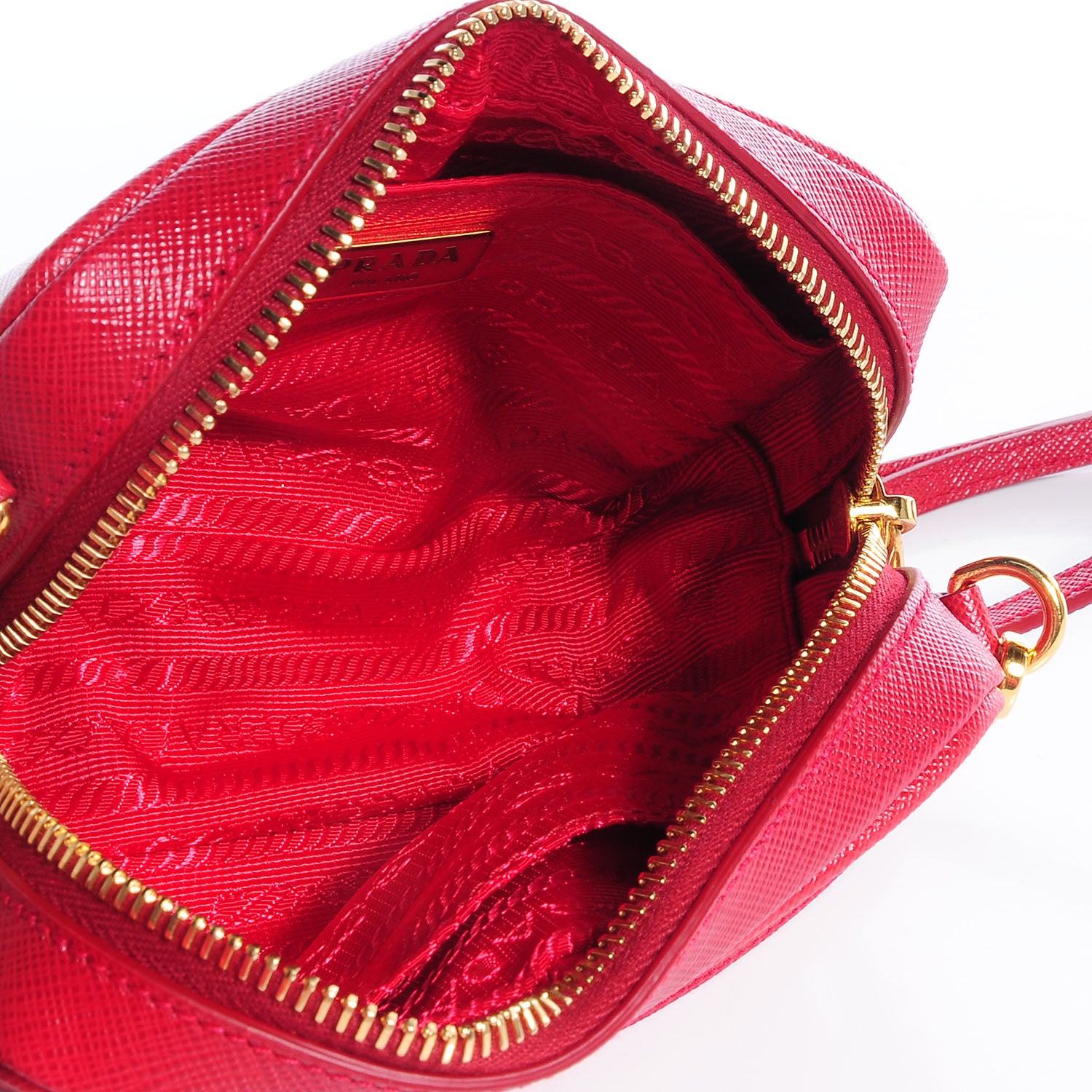 Prada Saffiano Mini Camera Crossbody Bag Fuoco 5 of 9