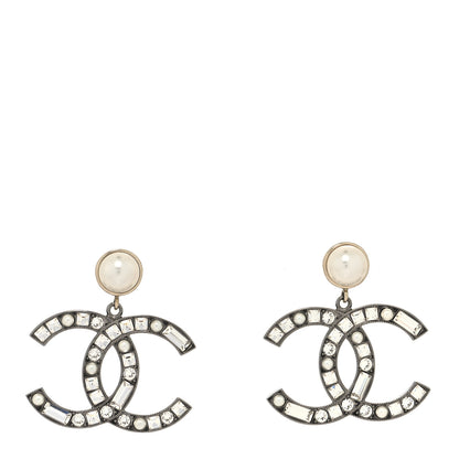 Chanel Crystal Baguette Pearl Bright Young Things CC Drop Earrings Silver 1 of 4