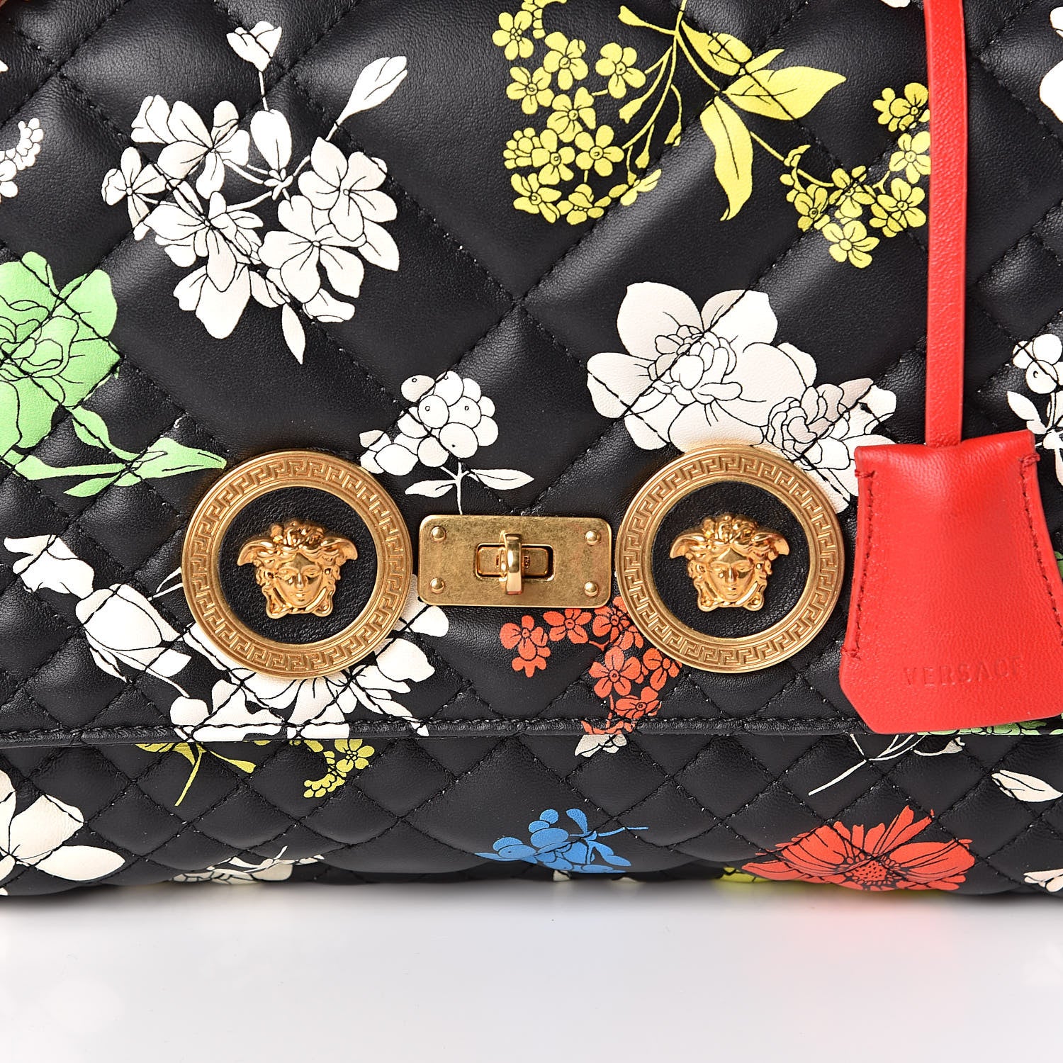 Versace Napa Print Bouquet Quilted Icon Dual Carry Bag Black Multicolor 10 of 10