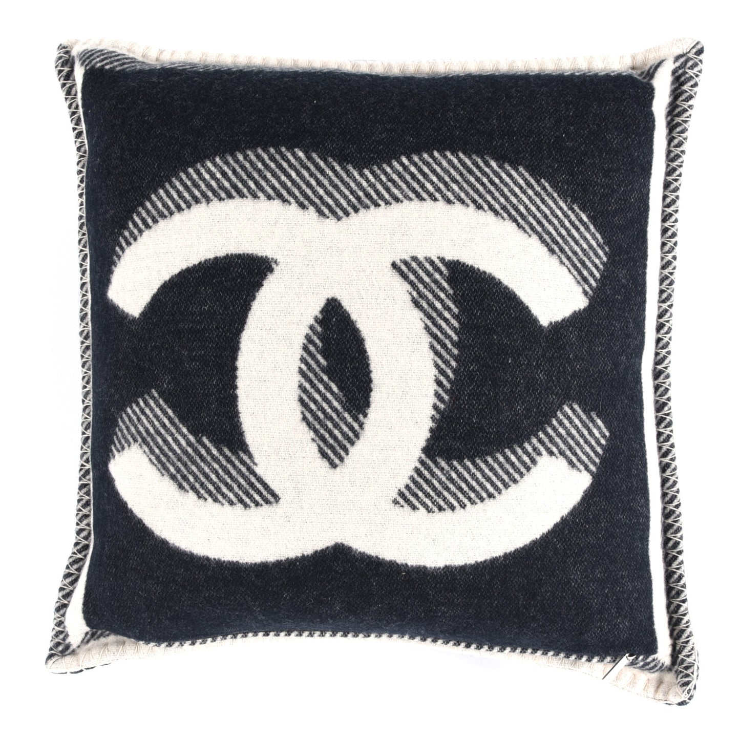 Merino Wool Cashmere CC Pillow Black White