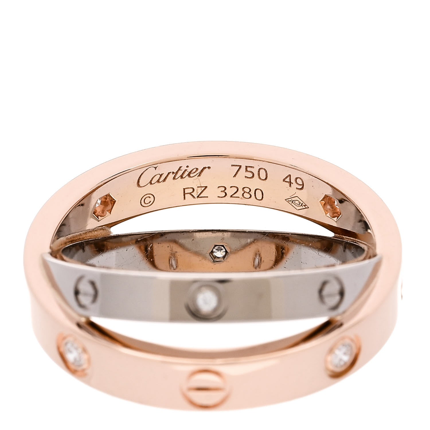 Cartier 18K Pink White Gold 6 Diamond LOVE Ring 49 5 4 of 4