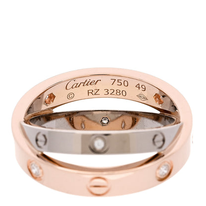 Cartier 18K Pink White Gold 6 Diamond LOVE Ring 49 5 4 of 4