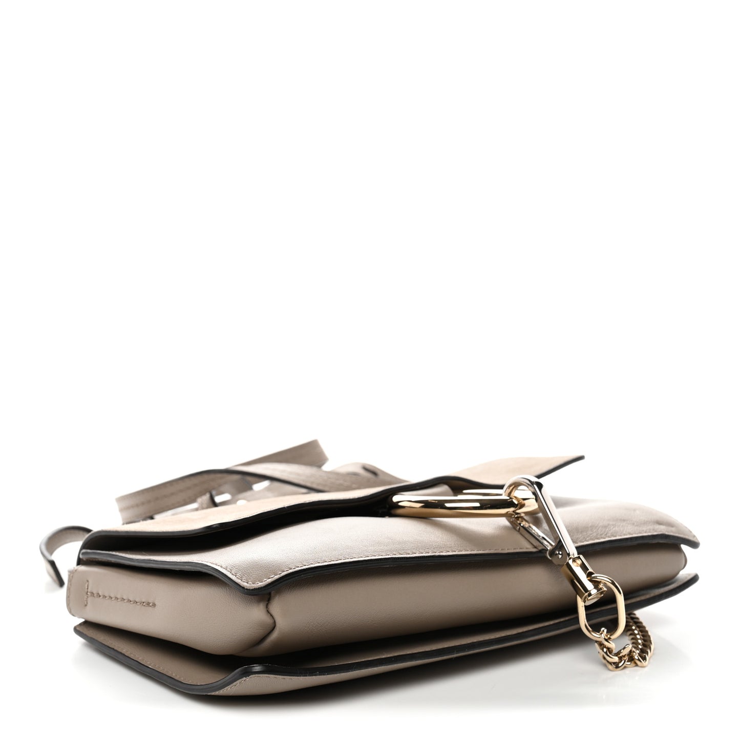 Suede Calfskin Small Faye Shoulder Bag Motty Grey