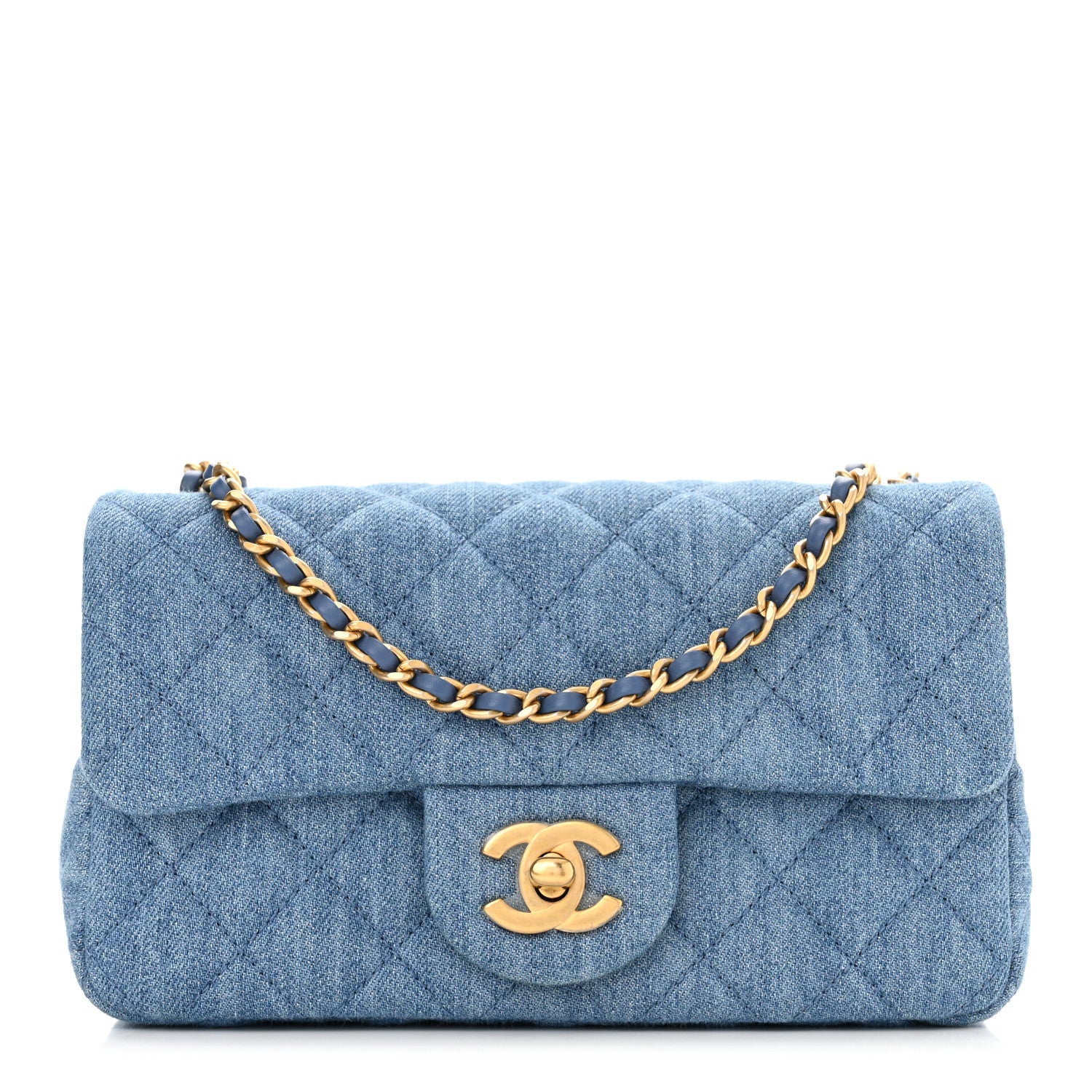 Chanel Denim Quilted Mini Pearl Crush Rectangular Flap Blue 1 of 11