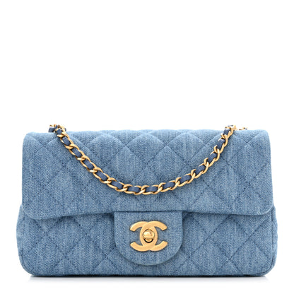 Chanel Denim Quilted Mini Pearl Crush Rectangular Flap Blue 1 of 11