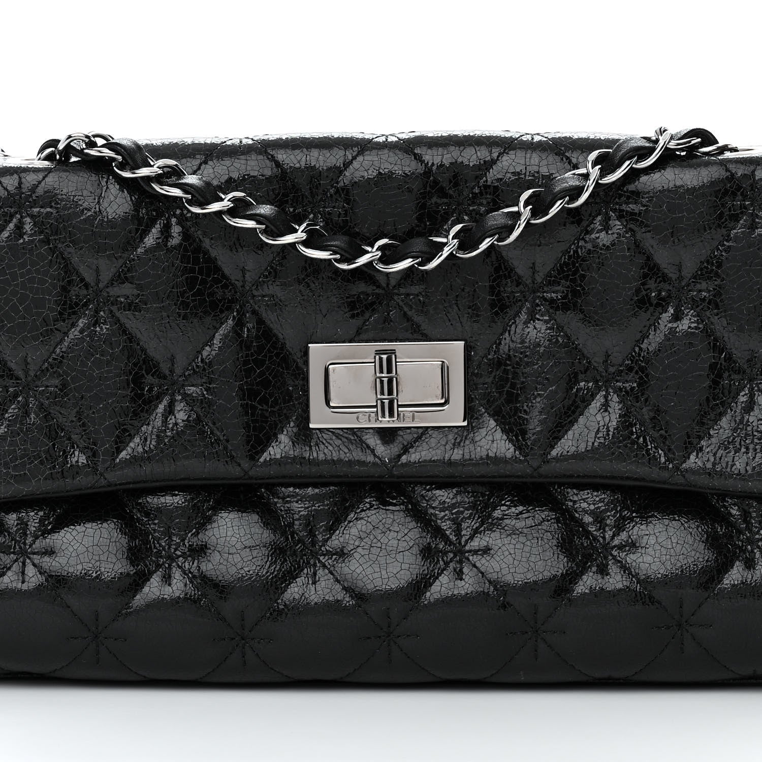 Chanel Glazed Crackled Calfskin Mademoiselle Flap Black 8 of 13