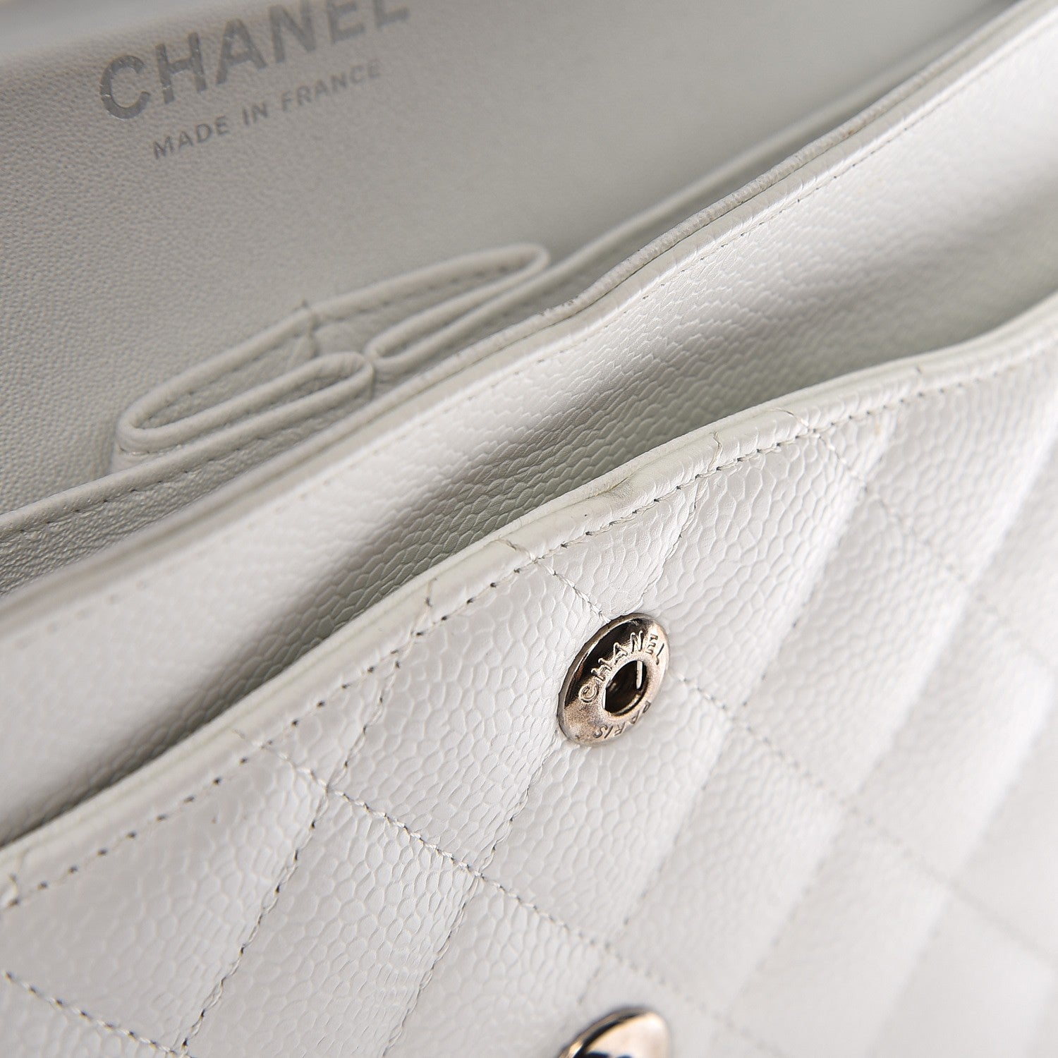 Chanel Caviar Quilted Medium Double Flap White 12 of 12