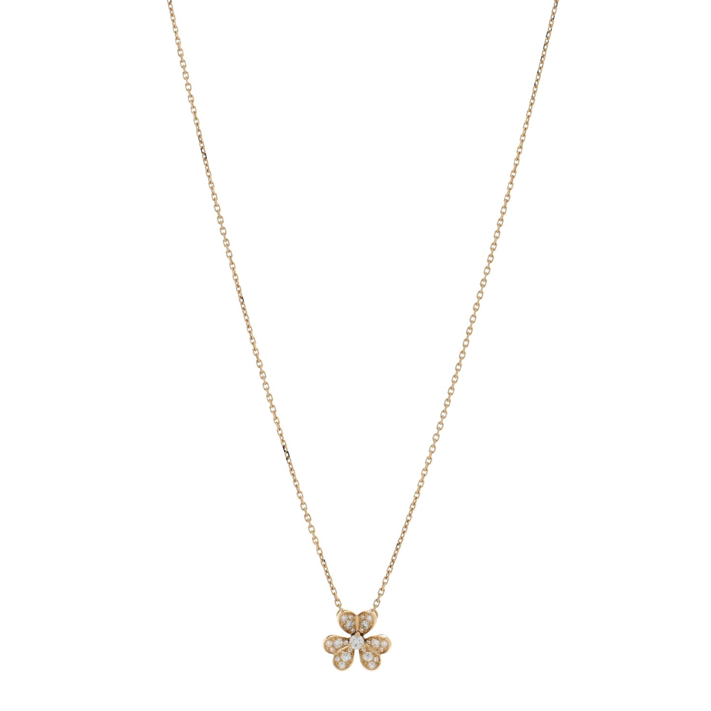 18K Yellow Gold Diamond Mini Frivole Pendant Pave Necklace