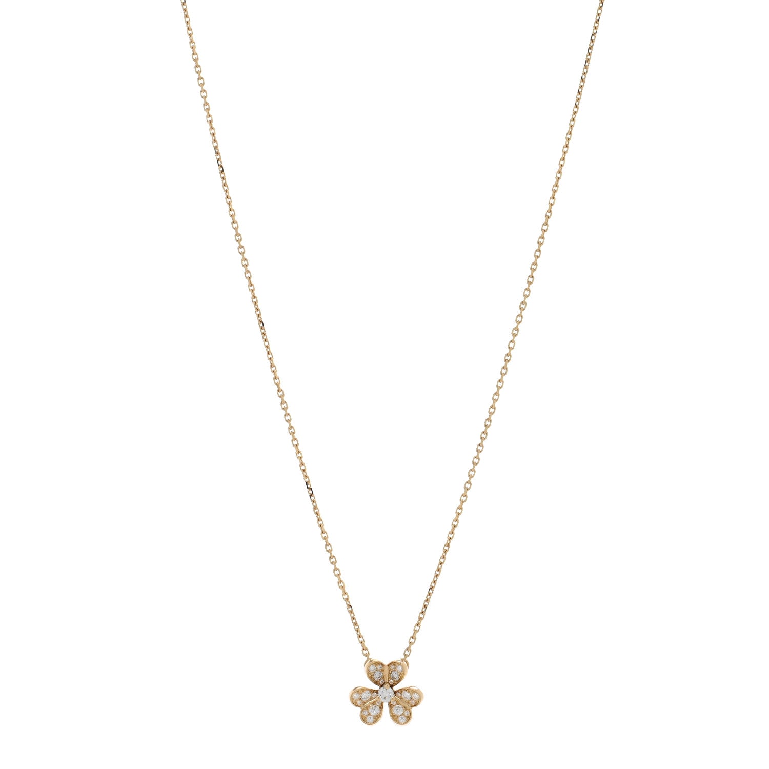 Van Cleef & Arpels 18K Yellow Gold Diamond Mini Frivole Pendant Pave Necklace 1 of 4