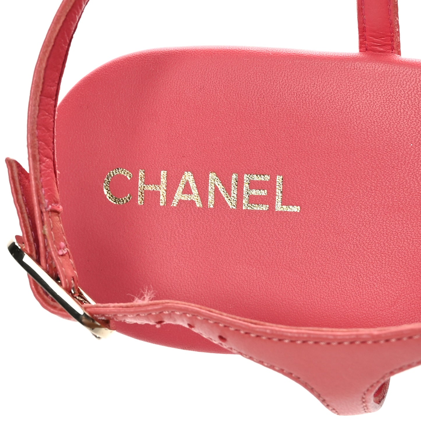 Lambskin Chain CC Logo Thong Sandals 40 Pink