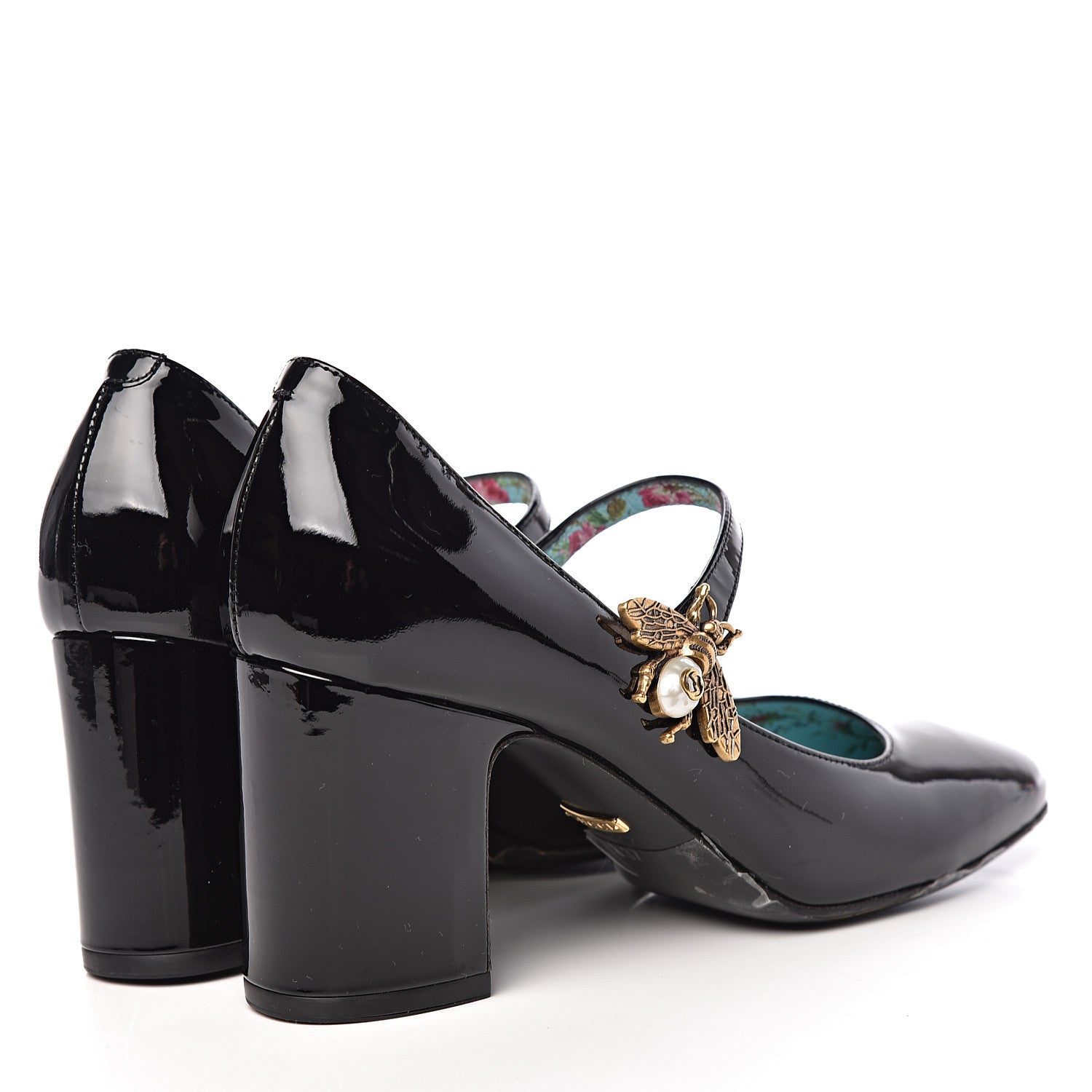 Gucci Vernice Crystal Lois Bee Mary Jane Pumps 37 Black 4 of 13