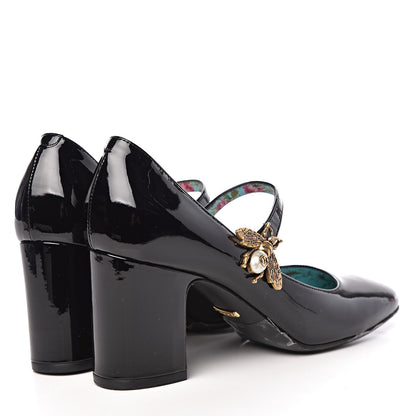 Gucci Vernice Crystal Lois Bee Mary Jane Pumps 37 Black 4 of 13