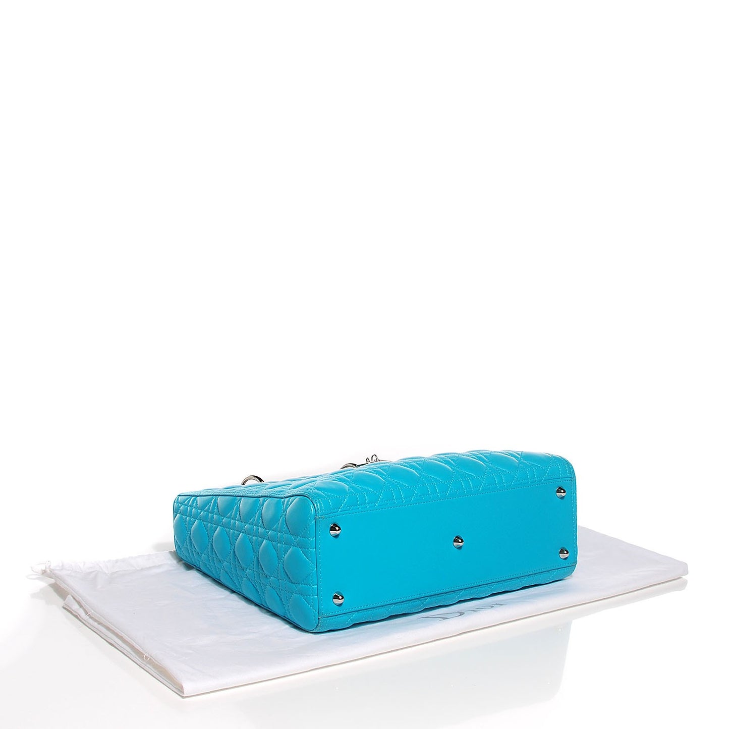Lambskin Cannage Large Lady Dior Turquoise