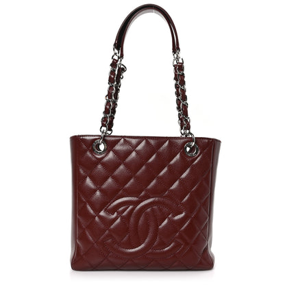 Chanel Caviar Quilted Petit Shopping Tote PST Burgundy 1 of 11