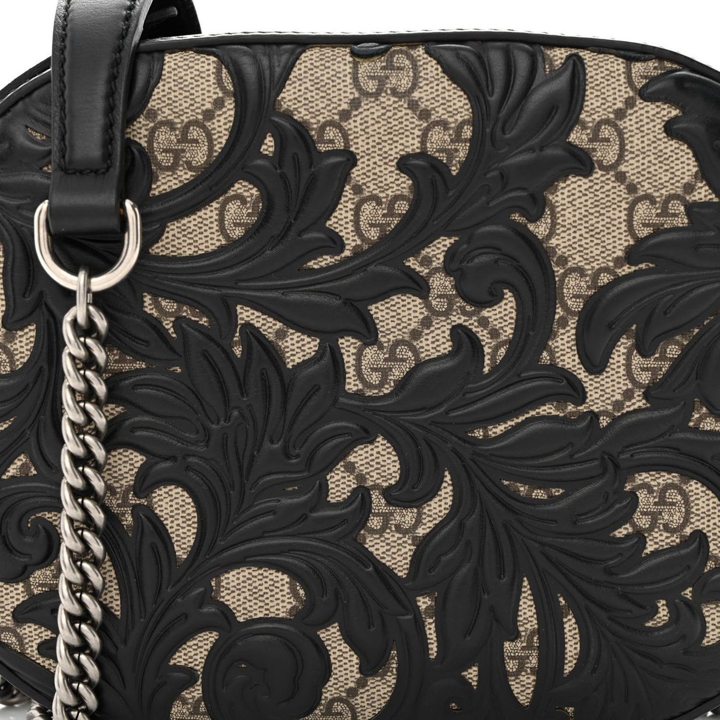 GG Supreme Monogram Arabesque Mini Chain Shoulder Bag Beige Black