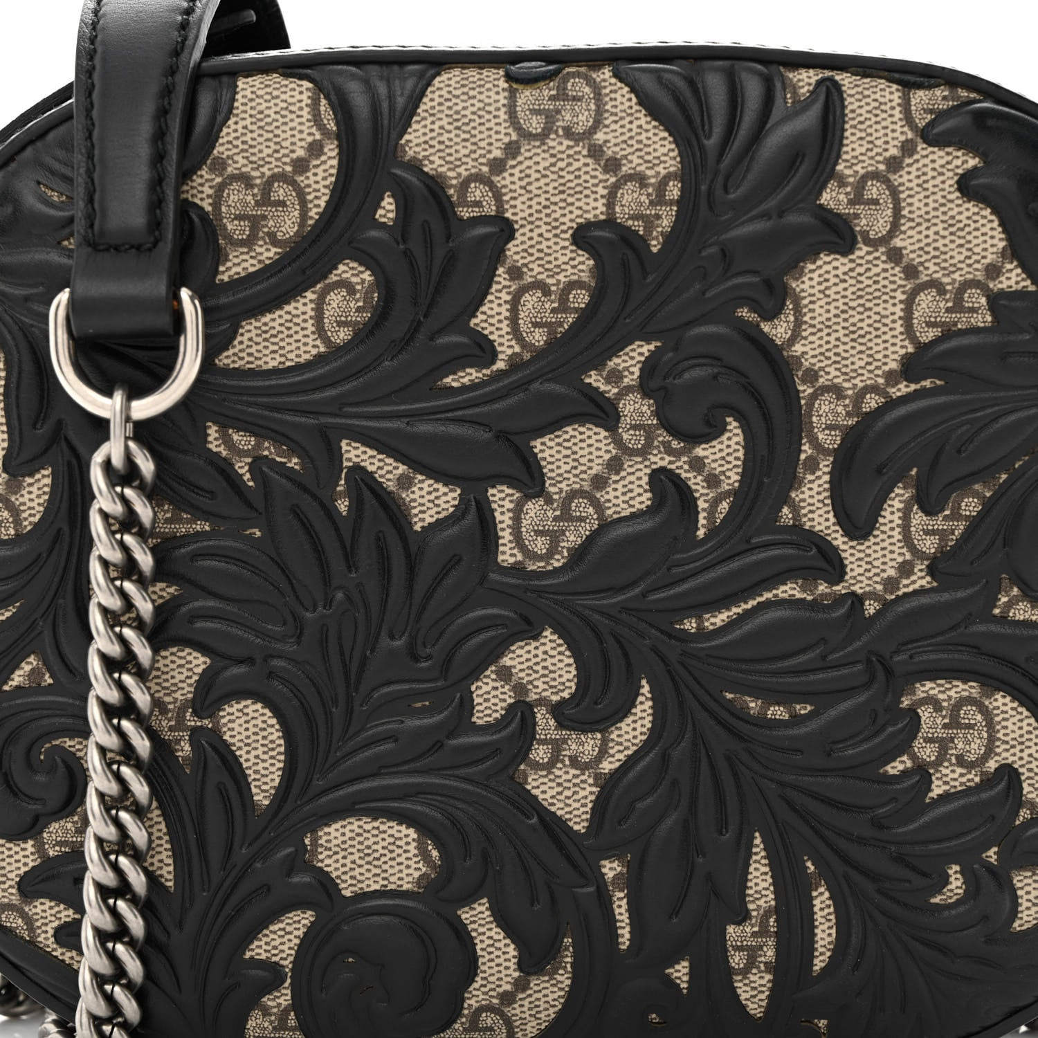 Gucci GG Supreme Monogram Arabesque Mini Chain Shoulder Bag Beige Black 8 of 10