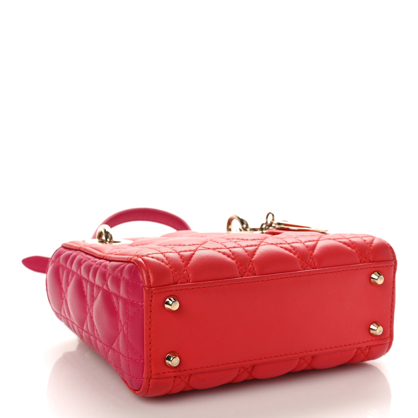 Lambskin Cannage Mini Bi-Color Lady Dior Red Fuchsia