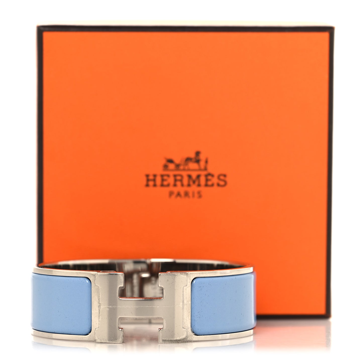 Enamel Wide Clic Clac H Bracelet GM Bleu Chardon