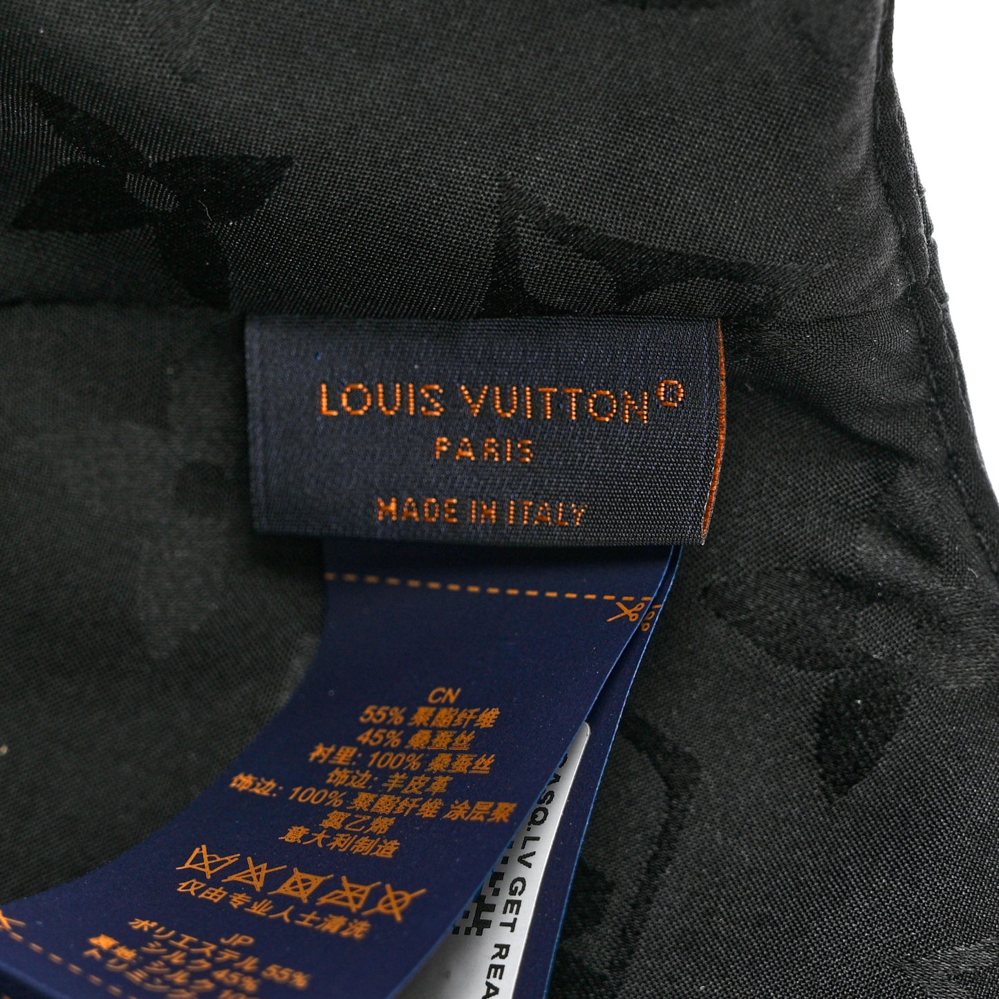 Polyester Silk Monogram LV Get Ready Cap L Black