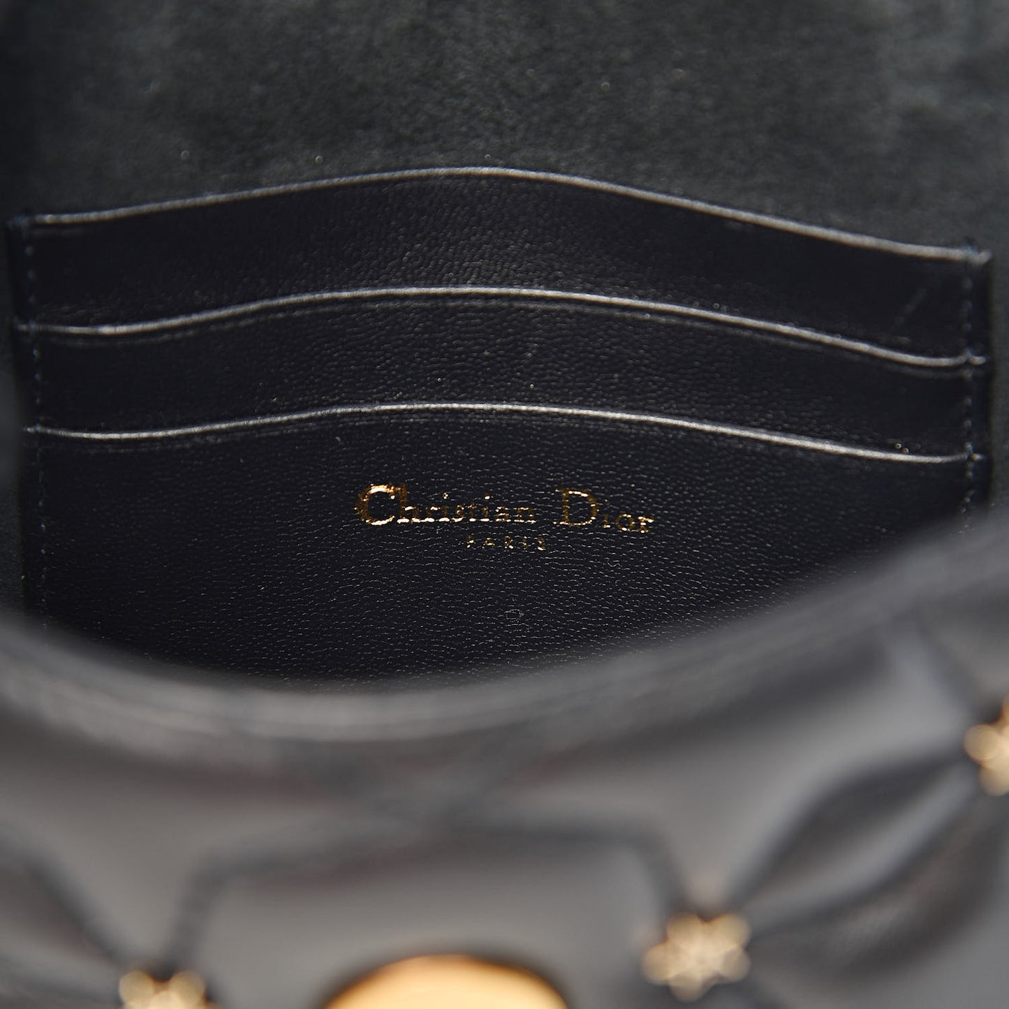 Calfskin Quilted Studded Star Dio(r)evolution Clutch With Chain Black