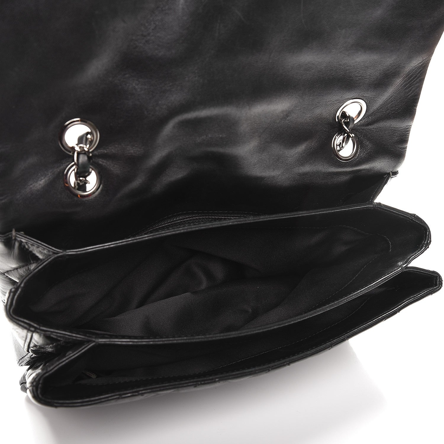 Chanel Lambskin Quilted Maxi 3 Flap Black 6 of 16