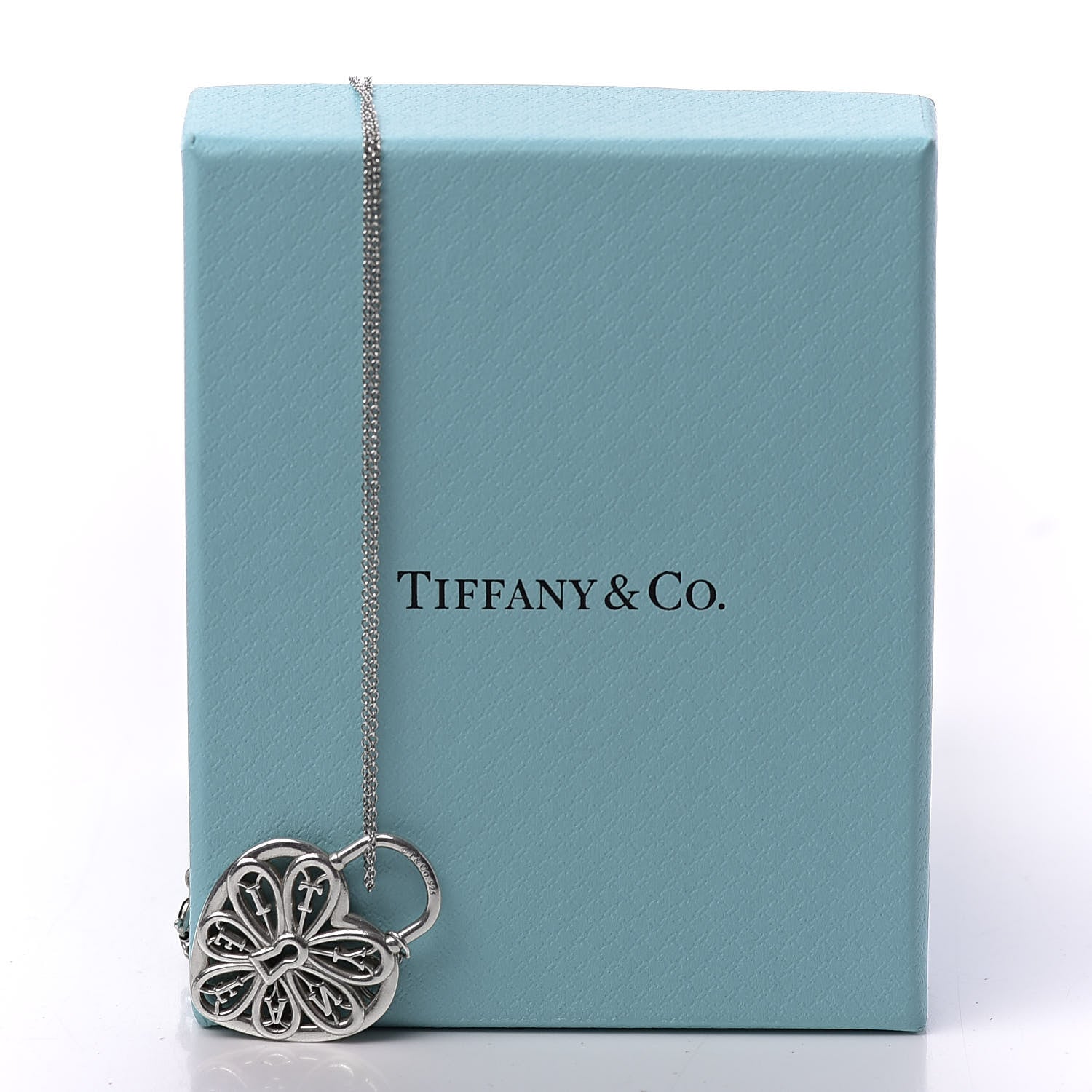 Tiffany Sterling Silver Filigree Heart Key Pendant Necklace 8 of 8
