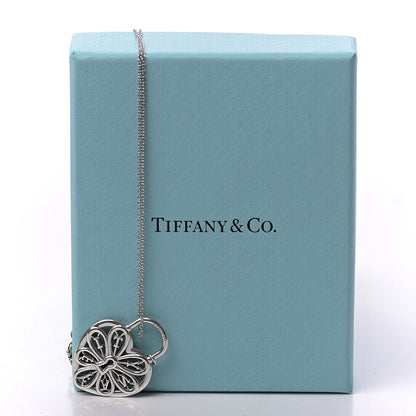 Tiffany Sterling Silver Filigree Heart Key Pendant Necklace 8 of 8