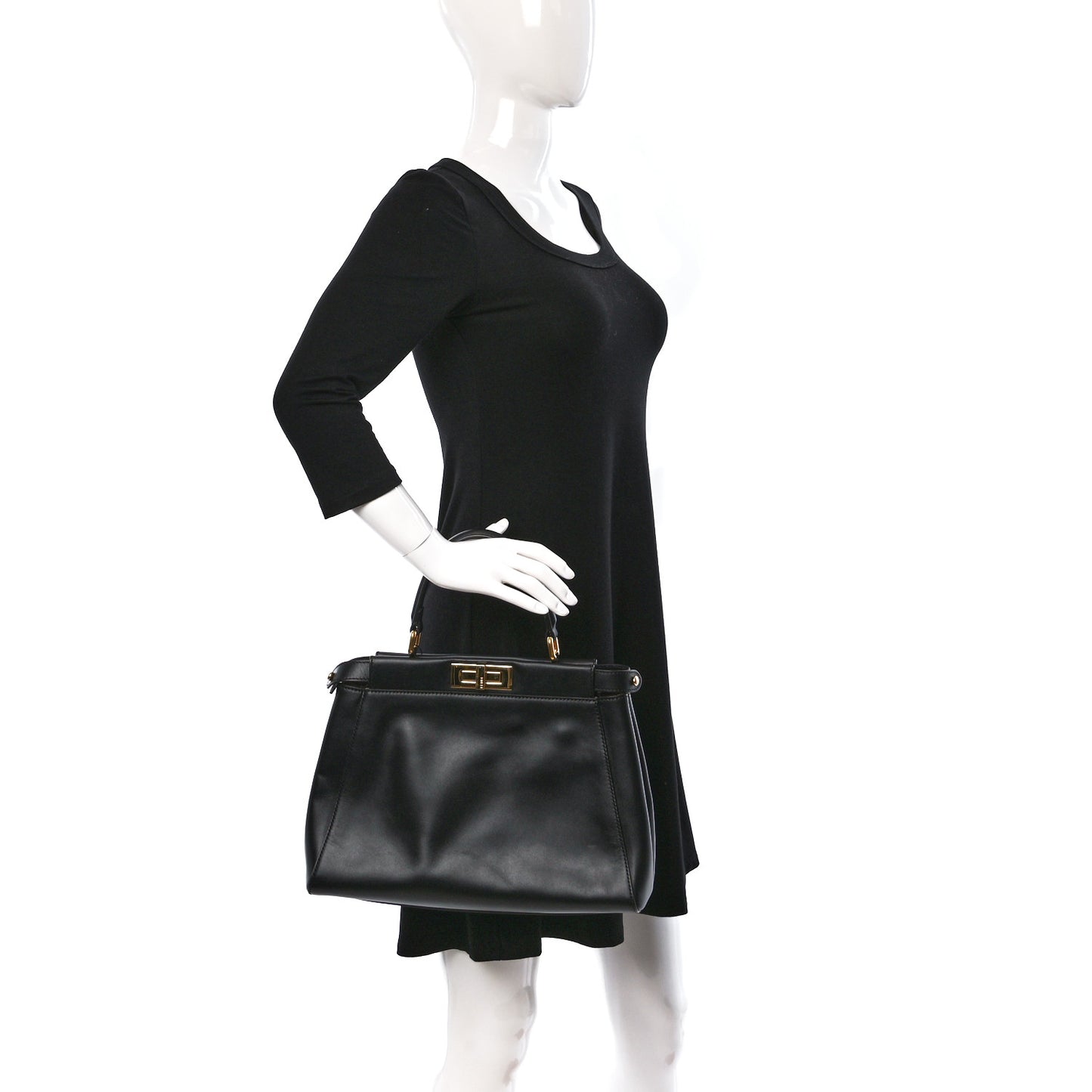 Vitello Morgan Fabric Jacquard Pequin Medium Peekaboo Iconic Satchel Black Tobacco