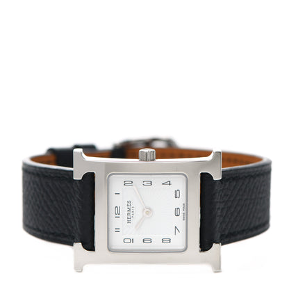 Hermes Stainless Steel Epsom 21mm Heure H Hour Quartz Watch Noir 3 of 10
