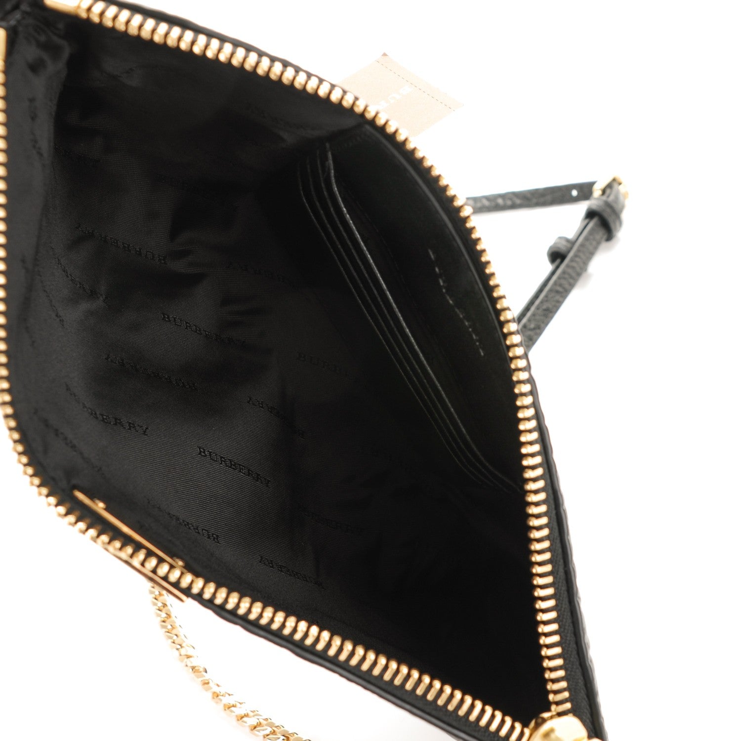 Burberry Signature Grain Calfskin Check Embossed Peyton Crossbody Clutch Bag Black 5 of 6