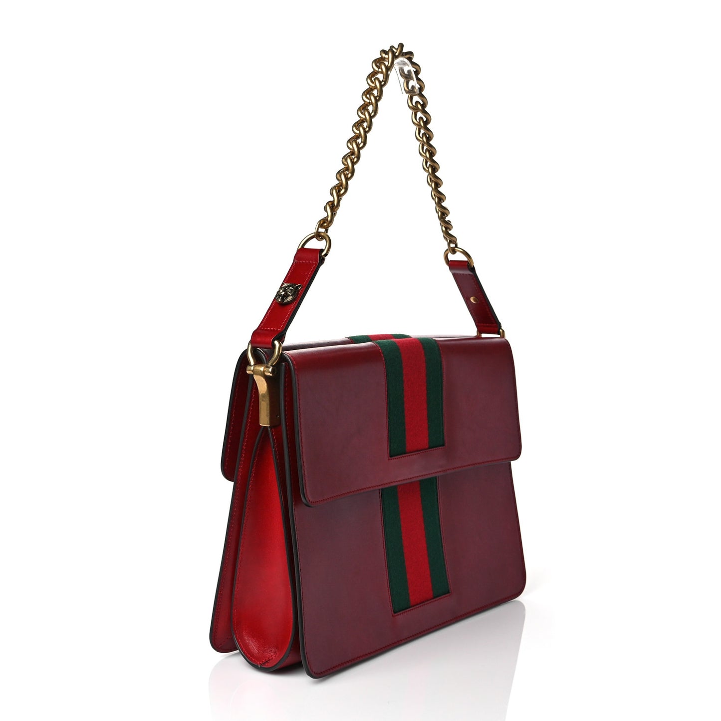 Tuscany Lux Calfskin Web GG Marmont Shoulder Bag Red