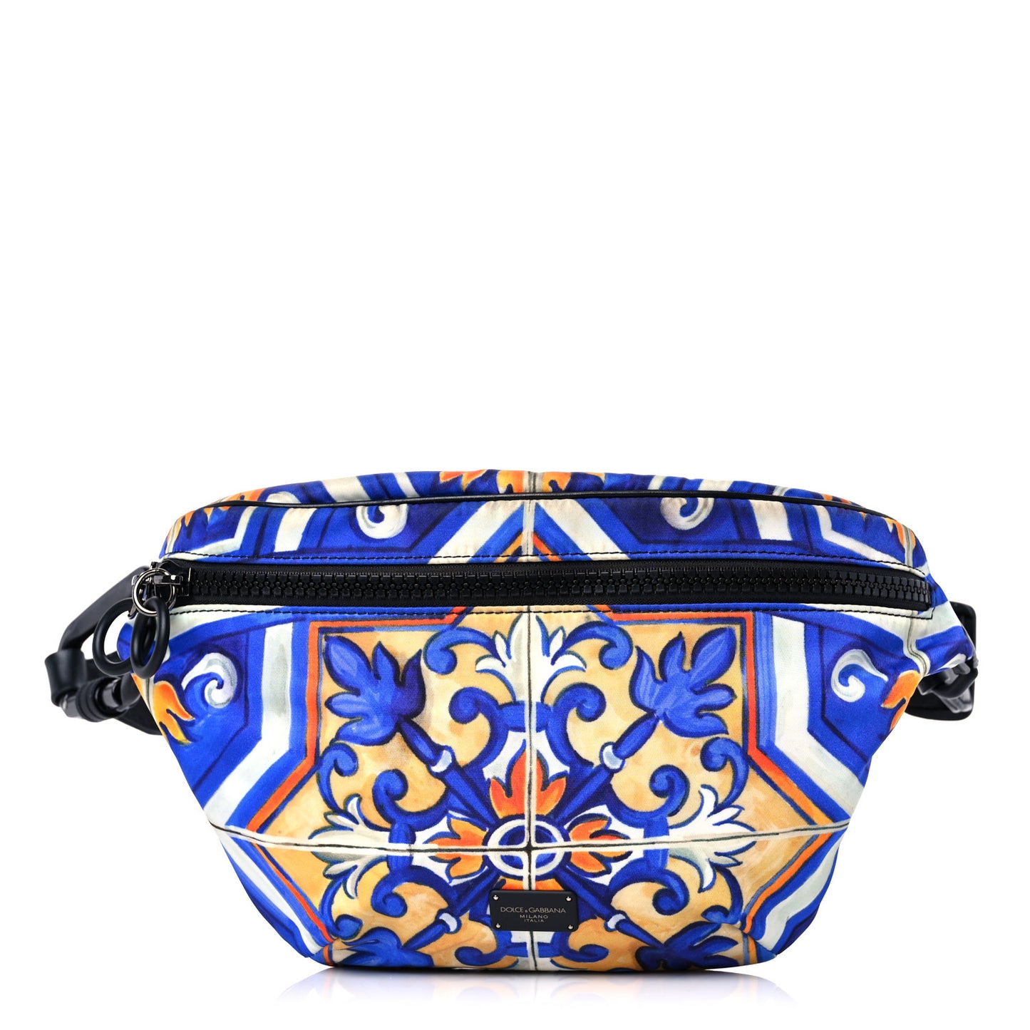 Nylon Tile Print Belt Bag Blue Multicolor