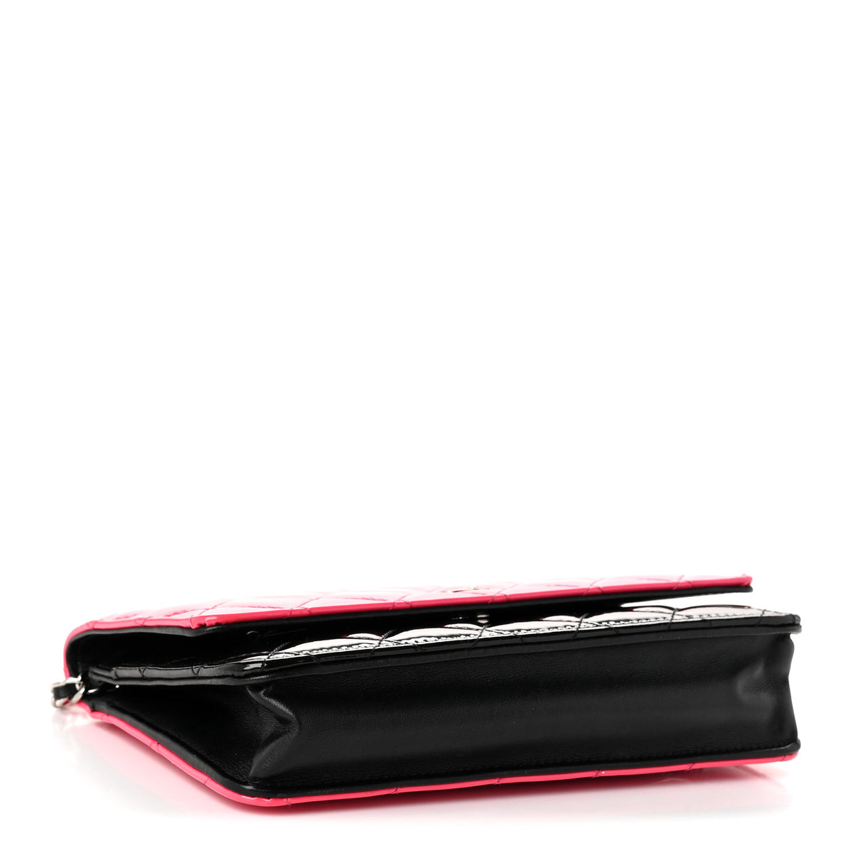 Patent Quilted Bi-Color Wallet On Chain WOC Pink Black