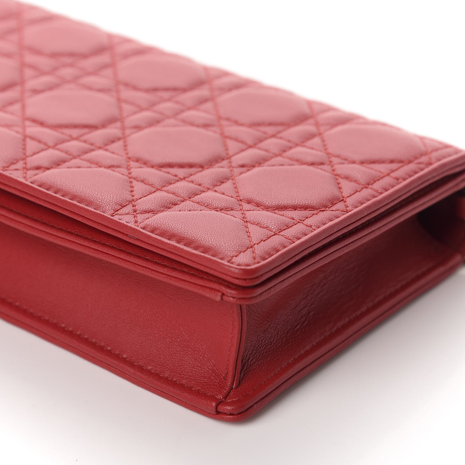 Christian Dior Lambskin Cannage Lady Dior Clutch Red 7 of 11