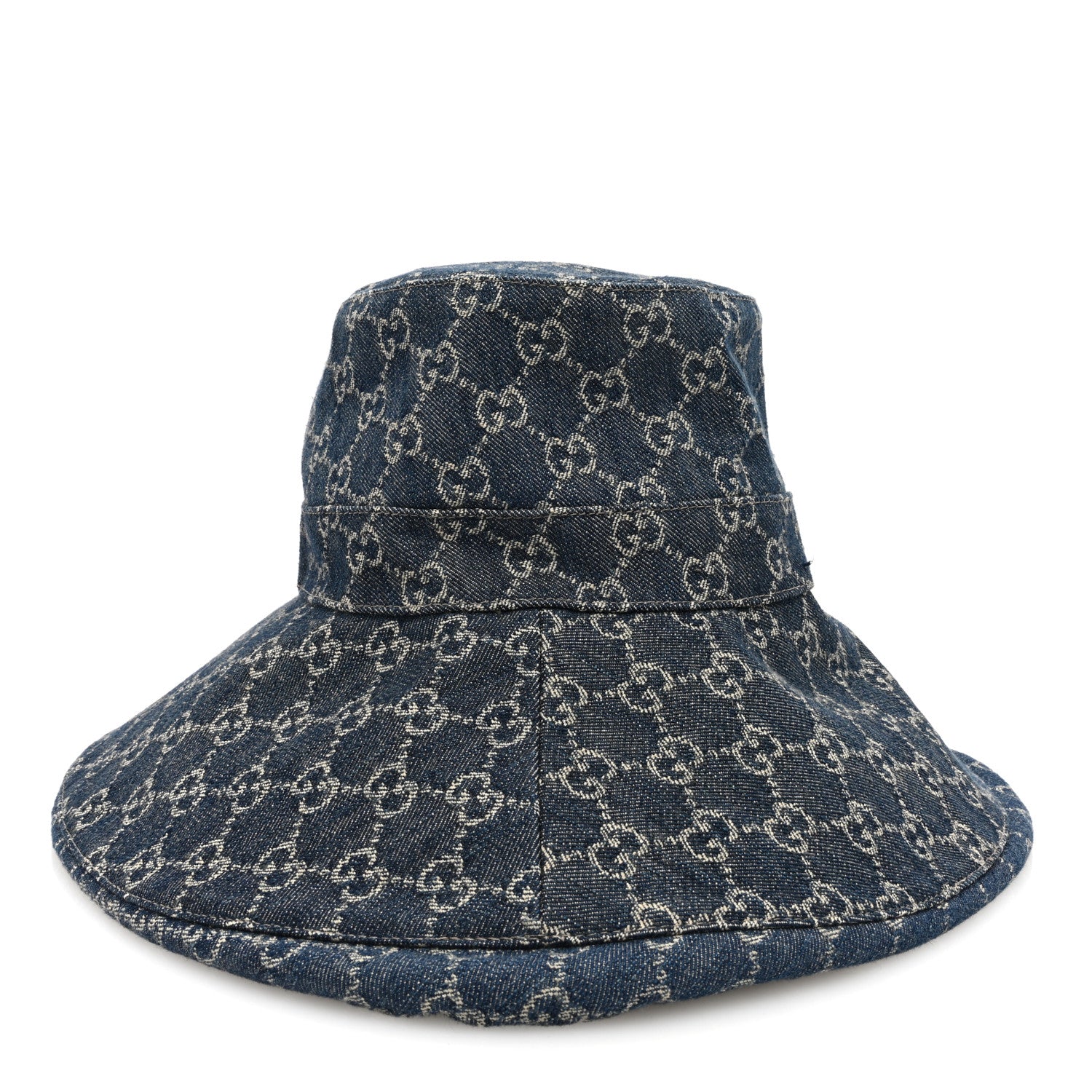 Gucci Denim GG Monogram Brim Hat XL Blue Ivory 6 of 9