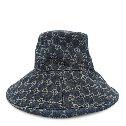Gucci Denim GG Monogram Brim Hat XL Blue Ivory 6 of 9