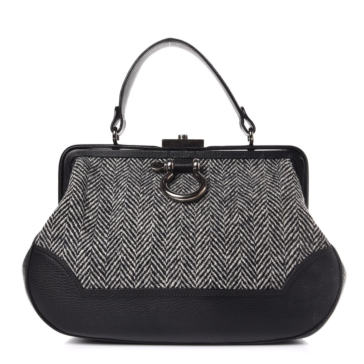 Tweed Frame Handbag Black